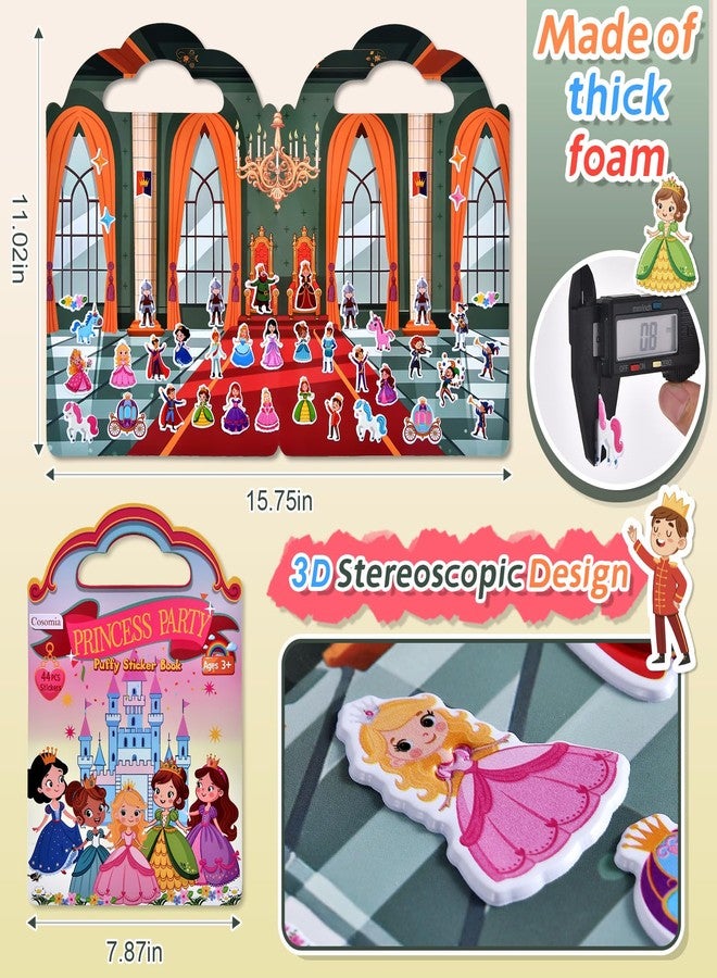 Cosomia 6 Set (260pcs) Puffy Sticker Books Activity for Girls, Reusable Stickers Book, Fairytale+Garden+Princess Party+Mermaid+Kids Zone+Girls' Shop, Travel Book for Kids Ages 3+ - Image 3